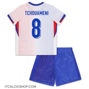 Francia Aurelien Tchouameni #8 Seconda Maglia Bambino Europei 2024 Manica Corta (+ Pantaloni corti)